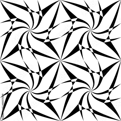 Fototapeta Vector modern seamless geometry pattern trippy, black and white abstract geometric background, pillow print, monochrome retro texture, hipster fashion design