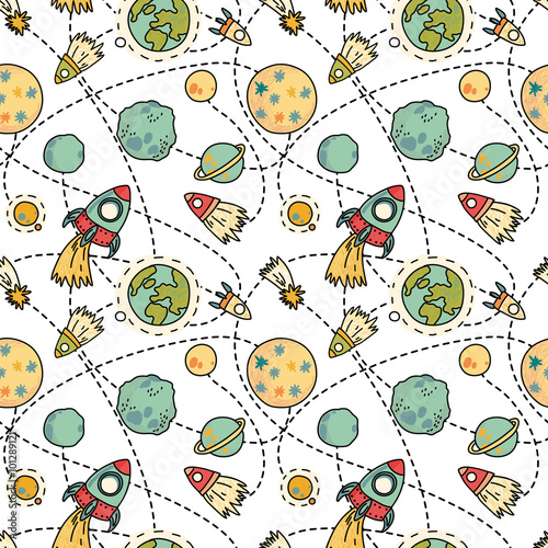 bez-szwu-przestrzeni-z-kosmosu-rakiety-komety-i-planet-dziecinne-tlo-recznie-rysowane-ilustracji-wektorowych
