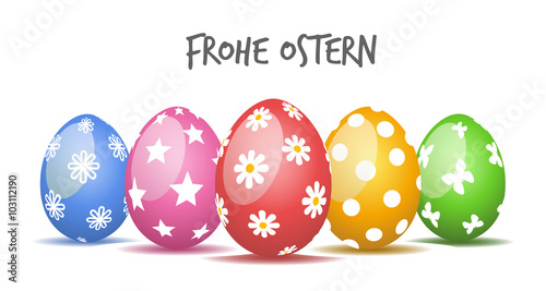 "Bunte Ostereier Frohe Ostern" Stock image and royalty ...