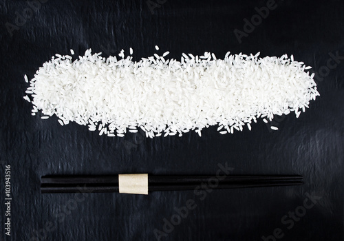 Plakát, Obraz Rice with chopsticks for background