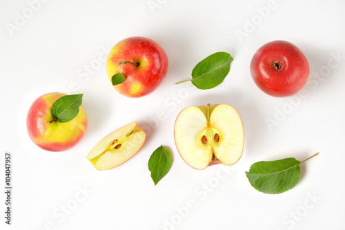 whole and cut apples