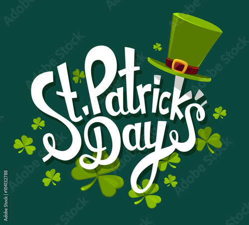 Vector illustration of St. Patrick's Day greeting with big white