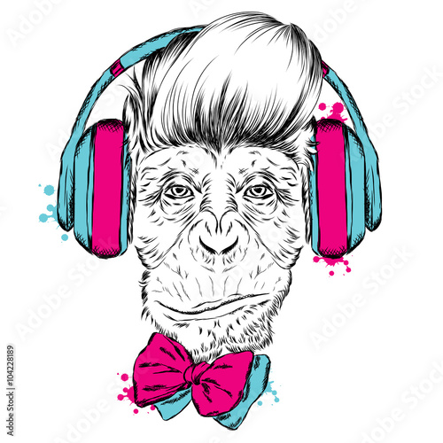 malpa-ze-sluchawkami-wektor-malpa-hipster