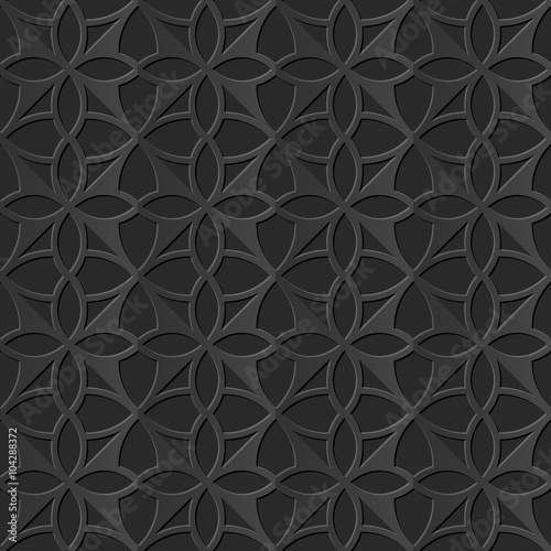  Seamless 3D elegant dark paper art pattern 104 Round Cross Geometry
