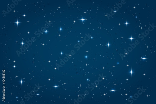 Blue night starry background. Vector horizontal design template