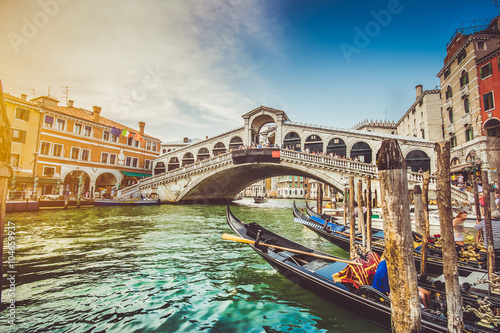 Poszter Canal Grande with Rialto Bridge at sunset, Venice, Italy
