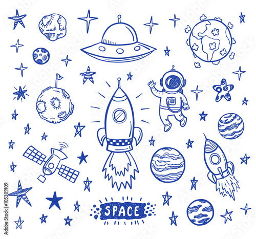 Vector doodle spase set