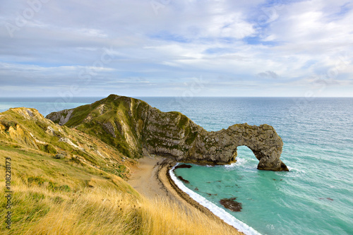 Poster Durdle Door on the Jurassic Coast of Dorset in southern England.
