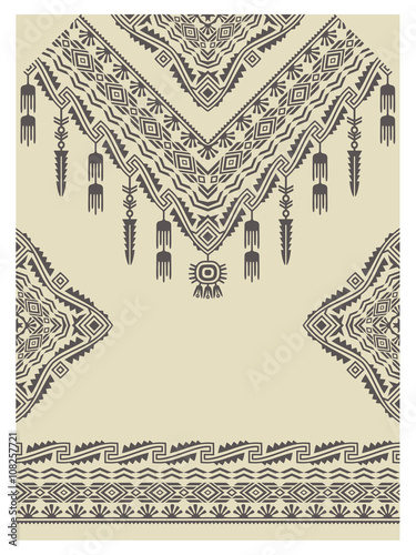 Poster Design neckline, sleeves and border in ethnic style