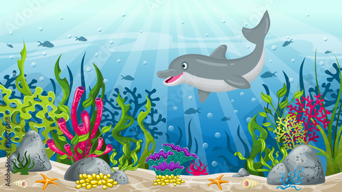 ilustracion-del-paisaje-submarino-con-delfines
