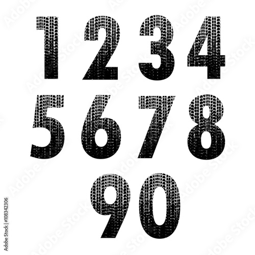 Grunge tire track numbers
