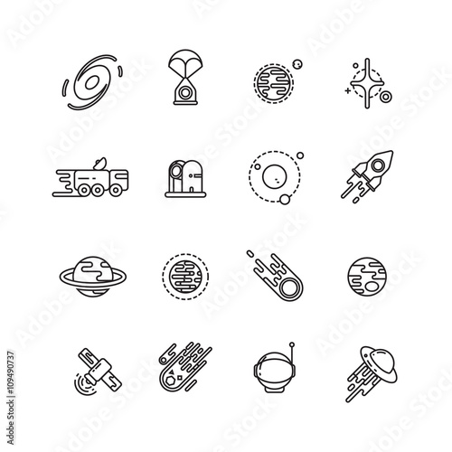 Cosmos, astronomy and astrology space line vector icons. Astronomy icon, space astronomy universe, astronomy galaxy illustration