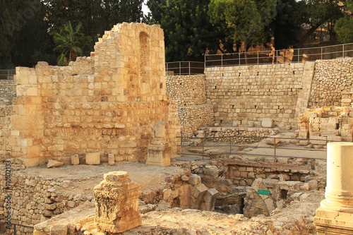 Poster Excavated archeological ruins of the Pool of Bethesda and Byzantine Church