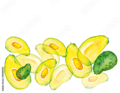 Zdjęcia watercolour hand iluustration of avocado fruit