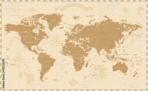 Obraz Fotograficzny Old Vintage Retro World Map
