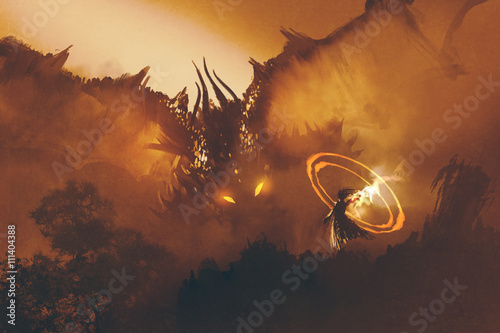 appel-du-dragon-magicien-convoquant-un-monstre-sorcier-lance-un-sort