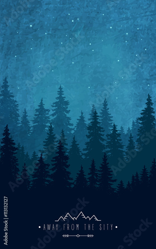 dekoracje-lesne-sylwetka-las-przy-nocnym-niebem-inspirujacy-cytat-do-odpoczynku-na-swiezym-powietrzu-i-wakacji-poza-miastem-dzikosc-i-natura