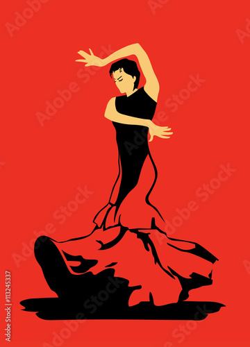 Obraz Fotograficzny Flamenco dance on red background