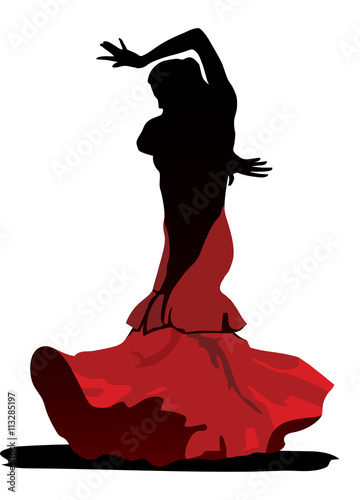 Obraz Fotograficzny Flamenco dance on white background