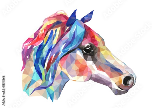 Obraz na płótnie Horse head, mosaic. Trendy style geometric on white background.