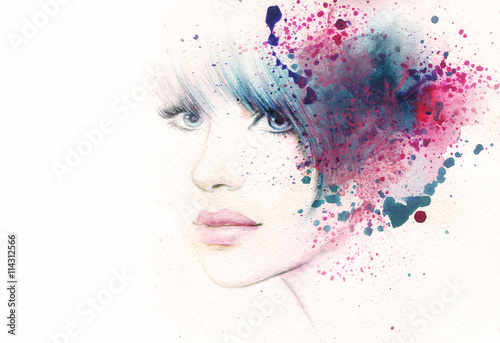 abstrakcyjny-portret-kobiety-akwarela-ilustracja
