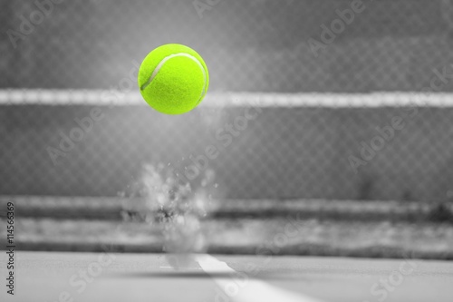 Obraz na plátně Composite image of tennis ball with a syringe