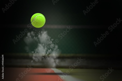 Composite image of tennis ball with a syringe