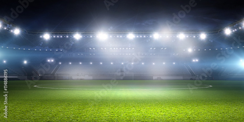 Lacobel Football stadium in lights . mixed media