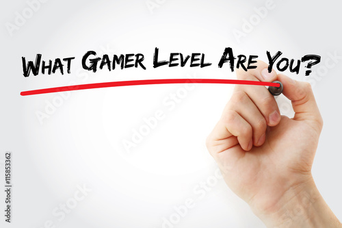 Poster Hand writing What Gamer Level Are You? with marker, concept background