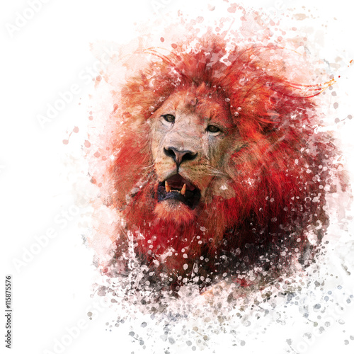 Obraz na płótnie Lion Head watercolor