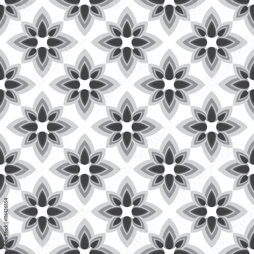  Abstract flower monochrome seamless pattern. Can be used for web, print and book design, home decor, fashion textile, wallpaper.