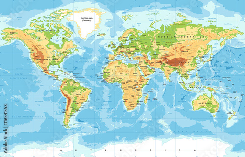 Fototapeta Physical World Map
