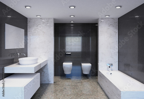  3D-rendering modern bathroom in a big house