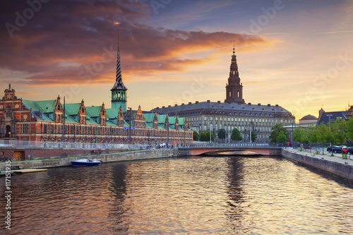 Poster Copenhagen. Image of Copenhagen, Denmark during beautiful sunset.