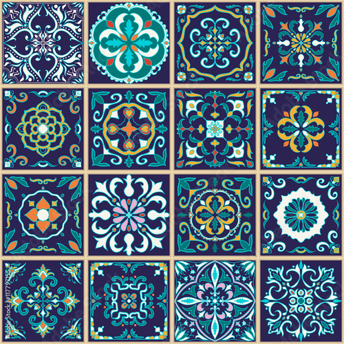  Vector seamless texture. Beautiful patchwork pattern for design and fashion with decorative elements