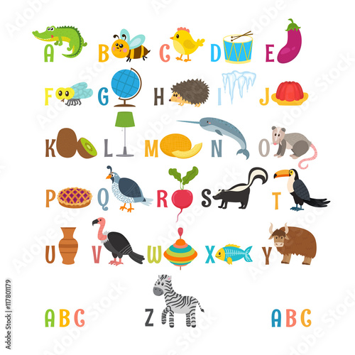 Children alphabet with cute cartoon animals and other funny elem Poster ...