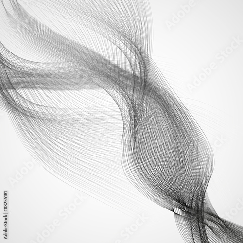 Abstract background with gray waves. Vector lines