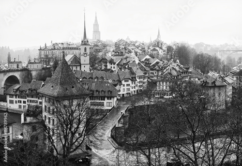 Poster View on Old City of Bern in the rain, Switzerland
