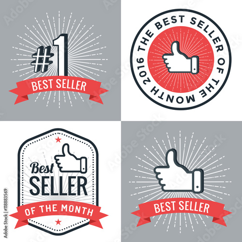 Set Of Badges Banner Labels Emblem Best Seller Number 1 Design
