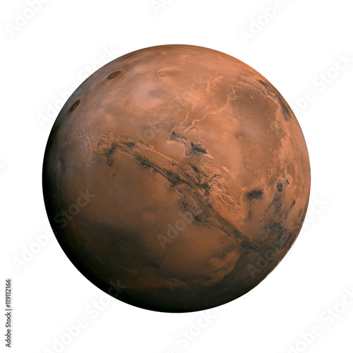 Obraz na płótnie Solar System - Mars. Isolated planet on white background.
