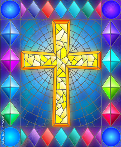 illustration-in-stained-glass-style-with-a-cross