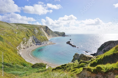 Poster Lulworth Cove on the English Jurassic Coast in Dorset, England