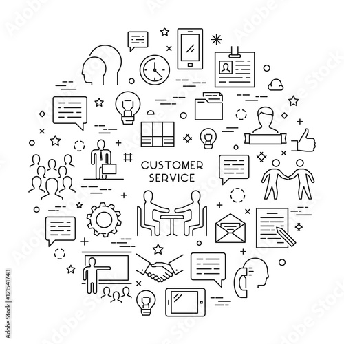 Vector line concept customer service