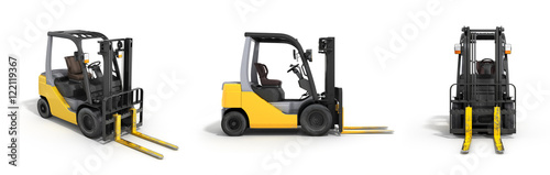 Forklift loader isolated on white 3D render