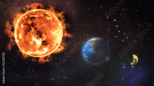 Obraz na płótnie lunar eclipse , sun earth and moon aligned