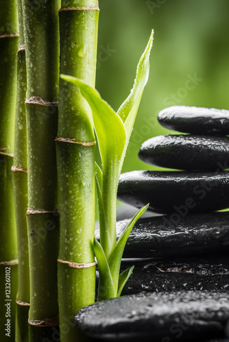  still life with zen basalt stones and bamboo