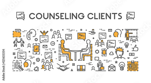 Vector line concept customer service