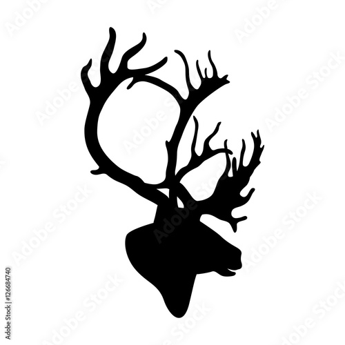 Fototapeta deer head vector illustration black silhouette