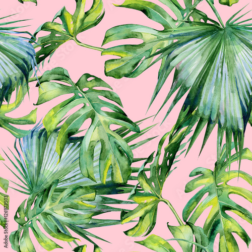 bezszwowa-akwareli-ilustracja-tropikalni-liscie-zwarta-dzungla-malowane-recznie-banner-z-motywem-tropic-summertime-moze-byc-uzywany-jako-tekstura-tla-papier-pakowy-tkanina-lub-tapeta