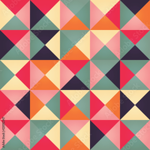 Lacobel Geometric seamless pattern with colorful triangles in retro desi